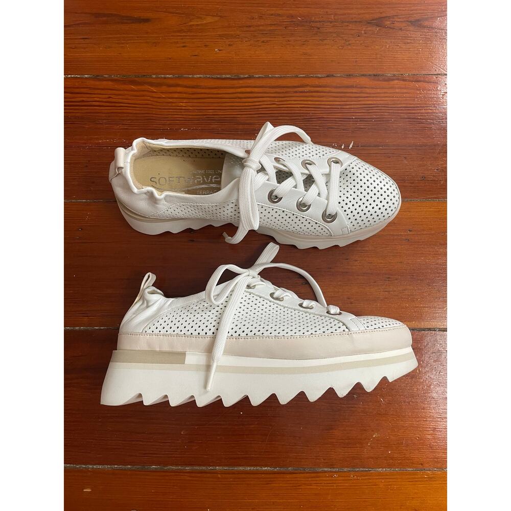 Softwaves Terracare EU 37 White Perforated Leather Platform Sneakers